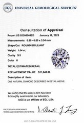 1.04ct CERTIFIED H SI1 DIAMOND 6.85mm LOOSE ROUND CUT NATURAL EARTH MINED 1ct