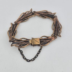 Vintage Finnish Stylized Leaf Motif Link Bracelet Size 7.5