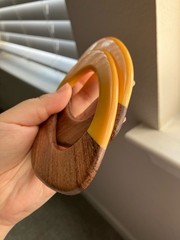 Set Of 2 Rare Vintage Irregular Shape Carved Laminated Bakelite Bangle Bracelets