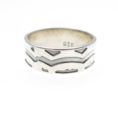 925 Sterling Silver Vintage Ornate Oxidized Band Ring Size 11.75
