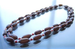 Vintage Czech Czechoslov Hollow Glass Bead Necklace 99cm 1930s Export Flapper