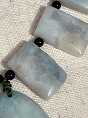 Celebration of Natural Aquamarine, Corded Necklace, Black Jade Spacer Beads