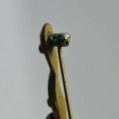 Vintage Metal Bar Pin with Milk Glass Center 2 inches Long