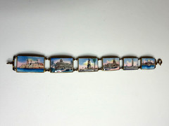 Vintage Havana Cuba Enamel Souvenir Travel Bracelet Panel Links Mid-Century