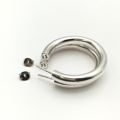 Vintage Sterling Silver 5mm 1.25” Classic Hoop Earrings Marked 925 8.8g #20