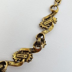 Vintage Florenza Victorian Style Choker Necklace Gold Tone AB Rhinestone Signed