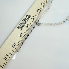 Vintage AB Crystal Necklace Double Strand Graduated Adjustable 13-15.5 in