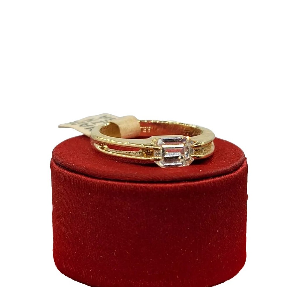 Vtg Sz 7 Ring Sm Clear Cubic Zirconia 18KGE Stackable Fashion Jewelry StyS3