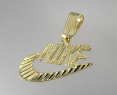 Vintage 90s NOS Gold Tone Diamond Cut NIKE Swoosh Pendant for Necklace 1094