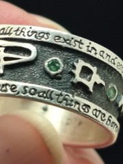 VTG EMERLD STONES TABLET MERCURY CUSTOM RING STERLING SILVER Not Many Made