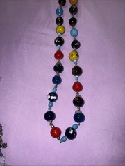 Vintage Italian Murano Millefiori Glass Bead Necklace 18” Long