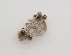 Vintage Silver Tone Angel Cherub Floral Brooch