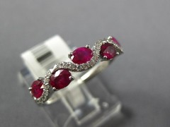 ESTATE 1.03CT DIAMOND & AAA RUBY 14KT WHITE GOLD 3D ROUND & OVAL SWIRL FUN RING