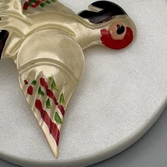 Vintage Lucite Parrot Brooch Reverse Carved Bird Pin 1940s