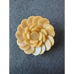 Yellow Beaded Button Flower Shaped Pin Brooch
