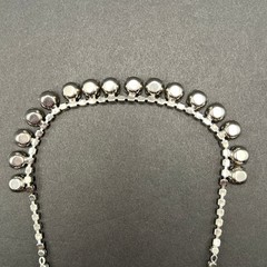 Vintage Rhinestone Necklace Choker Silver Tone Clear 16″ READ