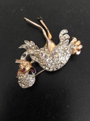 Vintage Ostrich Brooch Unique Old Rhinestones As Pictured 2”