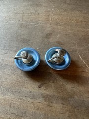 Vintage Blue Domed Round Button Screw Back Earrings 1”W