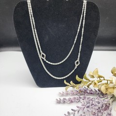 Vintage Monet Greek Key Link Chain Necklace Silver Tone Fancy Meander Link 56in