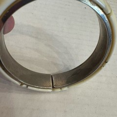 Vintage Lucite Bangle Bracelet 1950s Hinged Clamper MCM 60s Cream Gold Jewelry