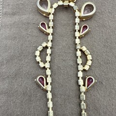 Vintage Art Deco Era Huge Raised Pink Faceted Oval Rhinestone Link Necklace