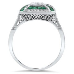 2 Ct White Asscher Cut Simulated Diamond Art Deco Sterling Silver Wedding Ring