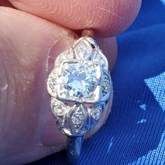 Original EARTH MINED DIAMOND Deco Engagement Ring VINTAGE PLATINUM Solitaire 8