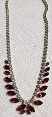 Absolutely Stunning Vintage b david Rhinestone Necklace Beautiful Ruby Red Stone