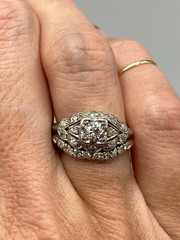 2Ct Round Cut Stone Vintage Art Deco Wedding Bridal Ring Set 14Kt White Gold Fn