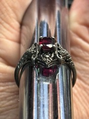 Vintage AVON NV Nevada Silver 925 AMETHYST Ornate Filigree GOTHIC RING sz 8