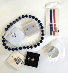 Vintage 7 Piece Jewelry Lot Necklace Pin Earrings Bracelet w/Tag in Cards Unused