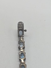 VTG ALX 925 Sterling Silver Blue Topaz Oval Gemstone Tennis Bracelet