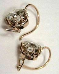 Vintage Art Deco Style Lab Created Diamond Drop Dangle 14k Gold Finish Earrings