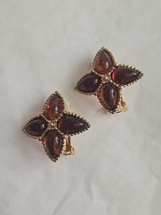 Vtg Avon Mogul Topaz Lucite Cabochon Star Dangle Pin Pendant Clip Earrings