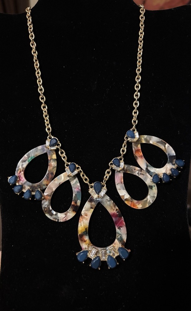 Art Deco Confetti Necklace Features Vibrant Multi Colored Acrylic Teardrops
