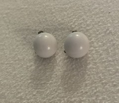 Vintage White Domed Round Button Style Clip On Earrings, Made in Japan (065F)