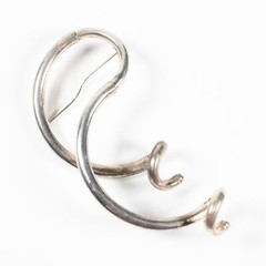 Vtg Large Sterling Silver Studio Artisan Post Modern Brooch Pin Abstract Curled