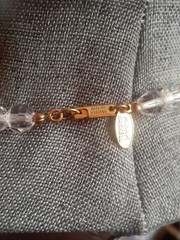 Miriam Haskell gold confetti lucite & clear fauceted glass Bead Necklace