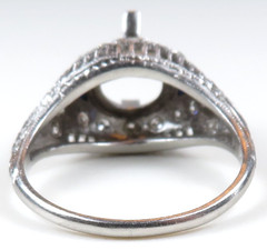 Antique Art Deco Setting Mounting Platinum Hold 6MM-8MM Ring Size 6 UK-L1/2