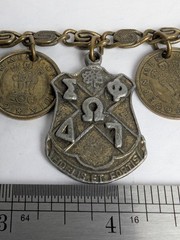 1950s Vintage Heraldic Chunky Charm Bracelet with Pakistan and India Coins 7″