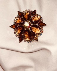 D&E Smokey Topaz Rhinestone Open Back