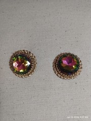 Vintage Schiaparelli Mid-Century Watermelon Color Stone Clip Earrings