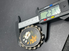 Antique Sterling Pietra Dura Pin/Brooch Mosiac Floral
