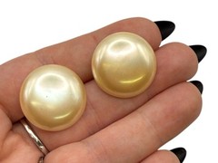 Vintage Faux Pearls 24mm Flat Back Post Earrings Elegant Classic Look