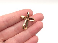 Designer PAJ Light Blue Topaz Heart Vermeil Sterling Diamond Chip Cross Pendant