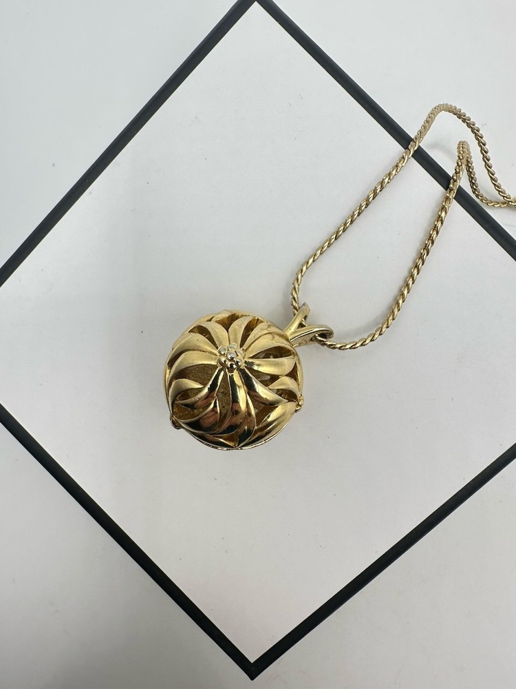 VTG D’ORLAN 1960s GOLD PLATED NECKLACE 36″IN XL Estate Sale Signed Ball Orb Read