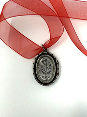 Victorian Double Sided Star Flower Locket English Puffed Sterling, c.1886