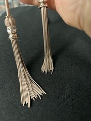 New/Tag 24” Y Necklace of Rose Gold Tone Metallic Corded with Fine Metal Tassel