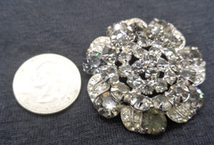 Vintage WEISS Smoky Gray & Clear RHINESTONE BROOCH