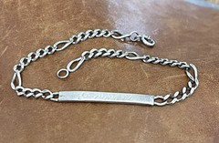 Vintage Sterling 925 Engraved Name”Renato 13-2-45” Figaro Chain Bracelet 8.5” In